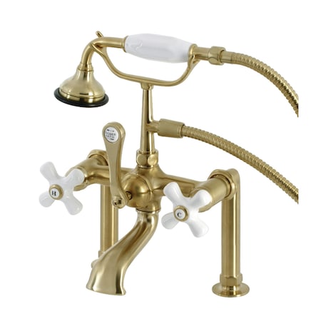 Kingston Brass AE111T7 Deck Mount Clawfoot Tub Faucet, Brushed Brass AE111T7